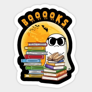 Booooks! Ghost Reading Books Halloween Party Costume Gift Sticker